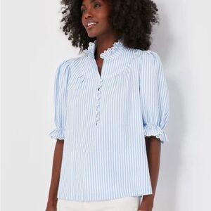 *NWT* TUCKERNUCK BLOUSE Women's XL Blue and White Stripes
